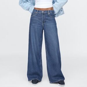 GAP Wide-Leg High-Rise Jeans in Dark Blue Wash